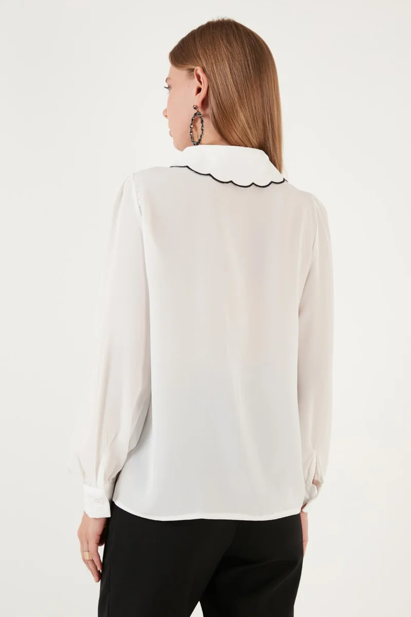 Lela Collar Detailed Regular Fit Chiffon Shirt Women's Shirt 61114410