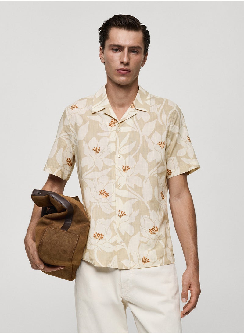 Mango Man Printed Short Sleeve Shirt  - Image 1