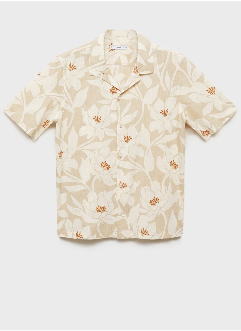 Mango Man Printed Short Sleeve Shirt  - Image 5