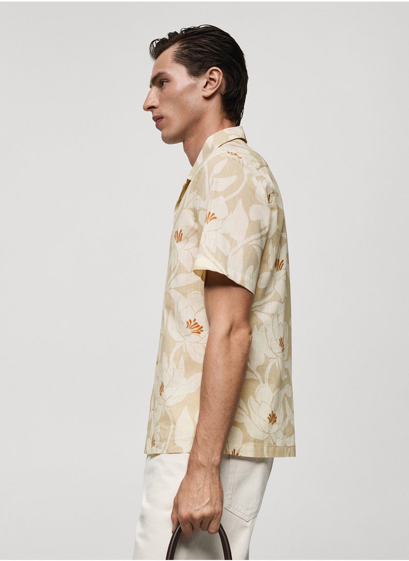 Mango Man Printed Short Sleeve Shirt  - Image 3