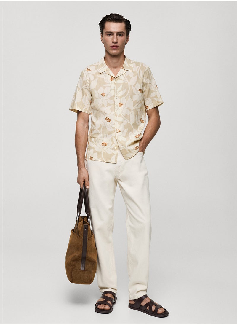 Mango Man Printed Short Sleeve Shirt  - Image 4