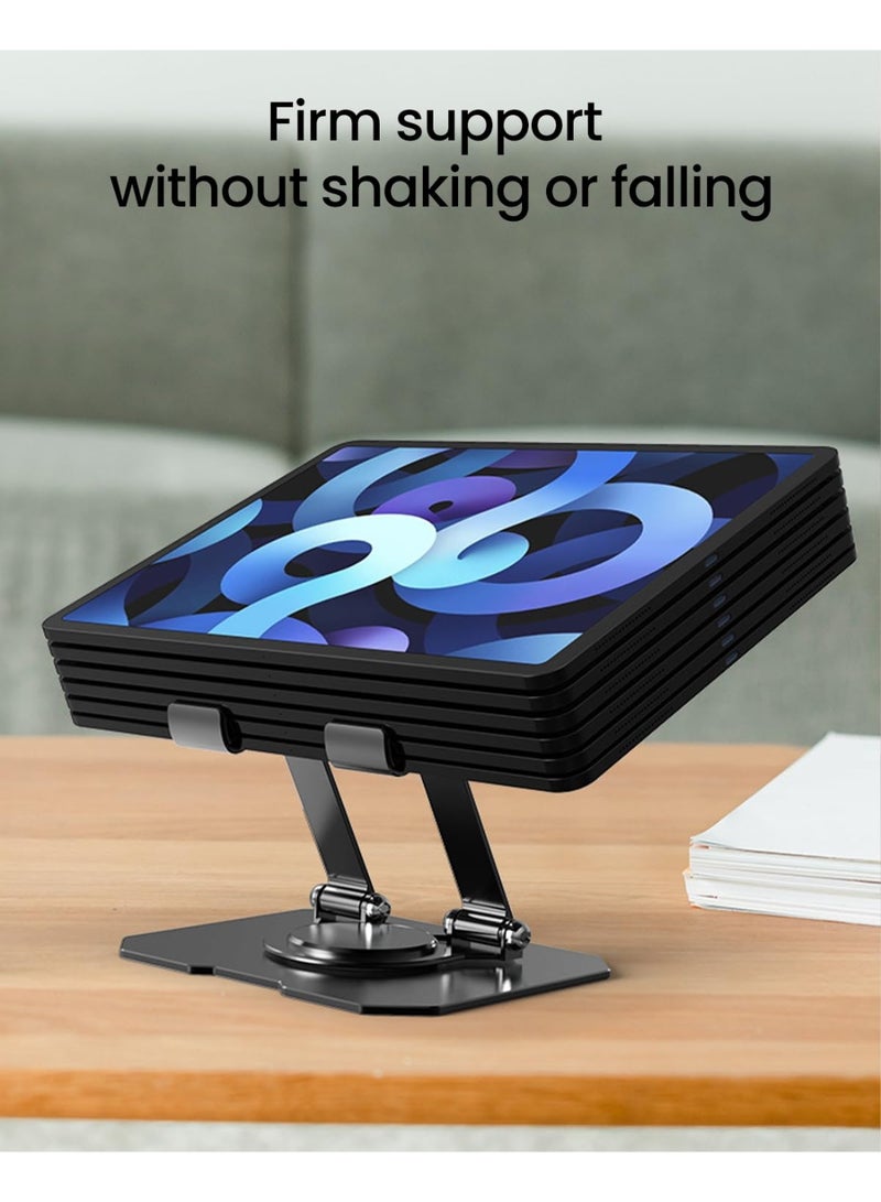 Arabest Tablet Stand Holder for Desk, 360° Rotating Adjustable Desktop Tablet Holder, Foldable Aluminum Tablet Mount for iPad Pro, Air, Mini/Samsung Galaxy Tabs/Kindle and More(4-13 inch)(Black) - Image 5