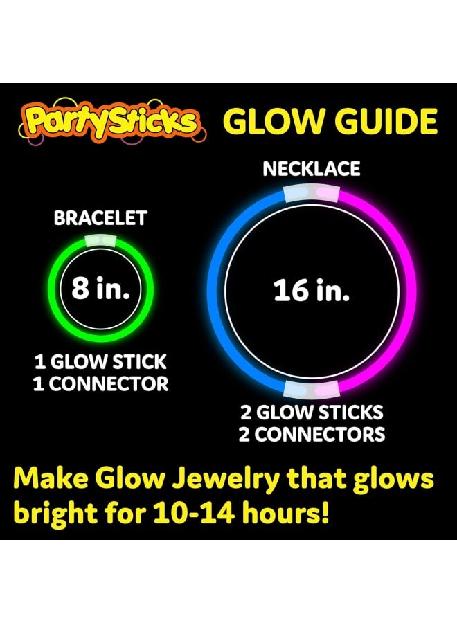 100 Ultra Bright Glow Sticks Bracelets and Necklaces - Premium Glow in the Dark Party Supplies and Decorations - Bulk 8" Glowsticks Party Favors - Image 4