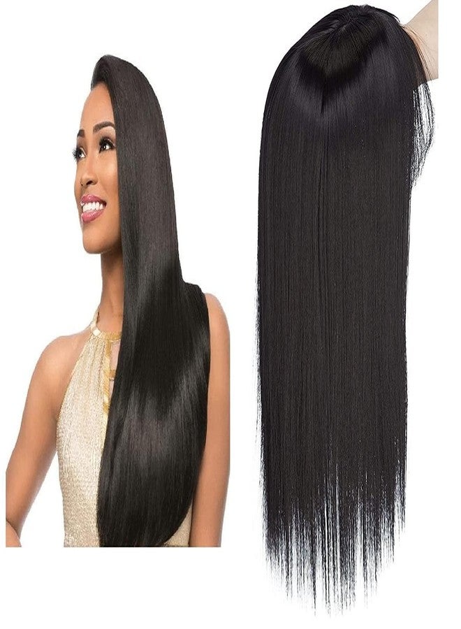 Wizme Silk Base 3 Clip In Straight Hair Topper/Closure Crown Hair Wig Extension For Women/Girls Brown Pack Of 1 - Image 4