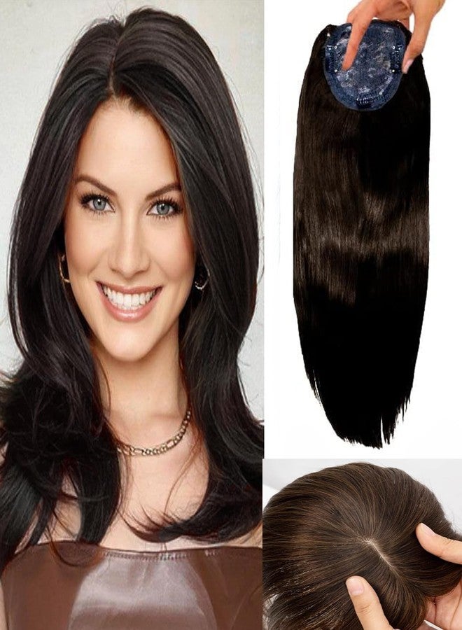 Wizme Silk Base 3 Clip In Straight Hair Topper/Closure Crown Hair Wig Extension For Women/Girls Brown Pack Of 1 - Image 1