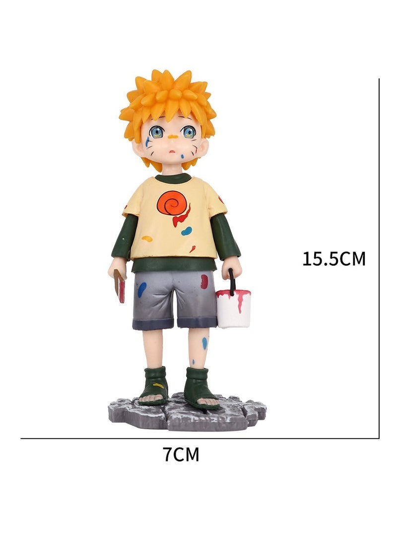 Naruto Shippuden Q version Naruto figure, childhood whirlpool Naruto ornament, drawing Naruto Naruto Hokage anime figure (15.5cm) - Image 2
