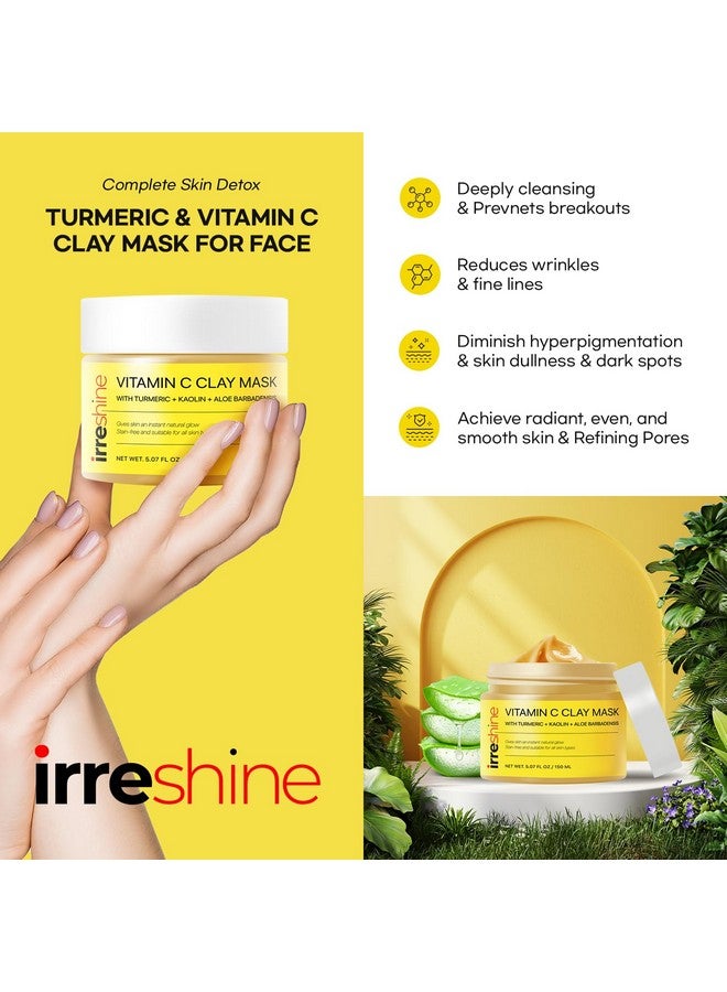 irreshine Turmeric Vitamin C Clay Mask Turmeric Face Mask Vitamin C Clay Mask Clay Mask For Face Clay Face Mask Vitamin C Clay Mask With Turmeric Vitamin C Face Mask 5.07Oz/150Ml - Image 2
