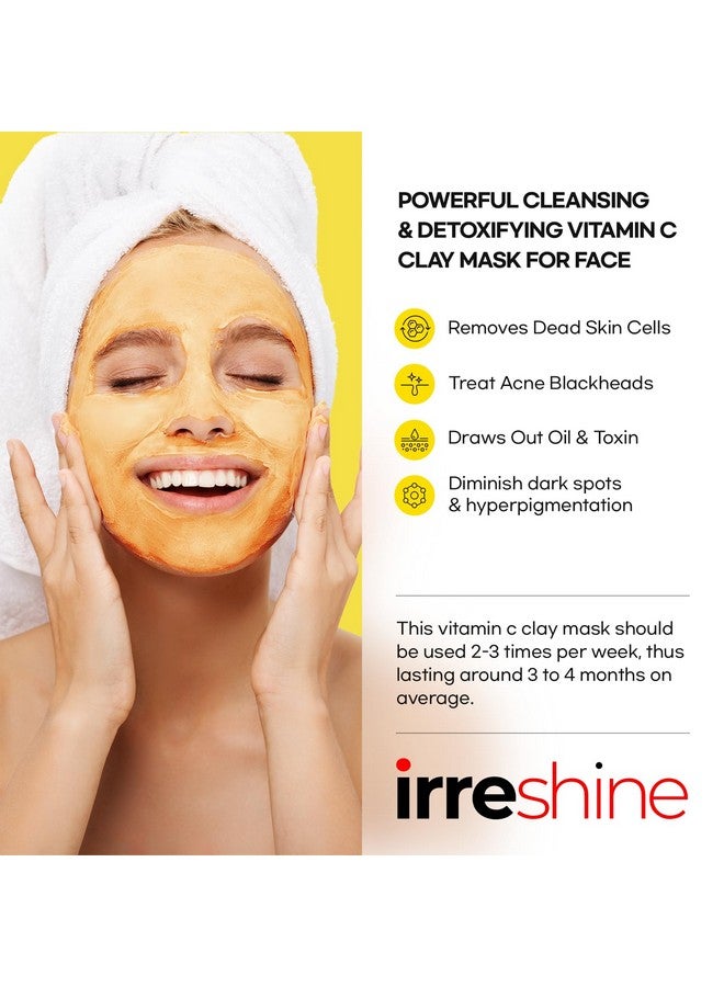 irreshine Turmeric Vitamin C Clay Mask Turmeric Face Mask Vitamin C Clay Mask Clay Mask For Face Clay Face Mask Vitamin C Clay Mask With Turmeric Vitamin C Face Mask 5.07Oz/150Ml - Image 4
