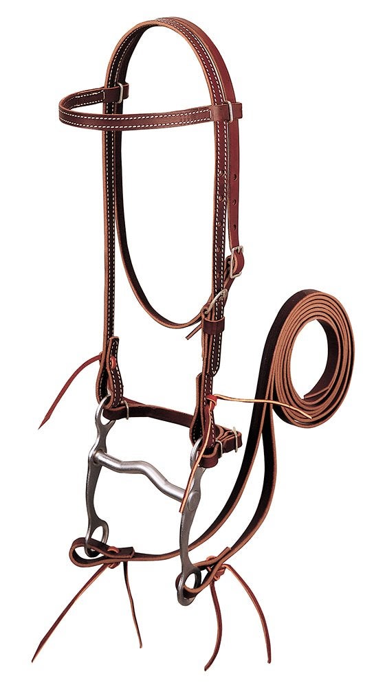 Weaver Leather Latigo Leather Browband Bridle with Single Cheek Buckle Burgundy, Horse - Image 3