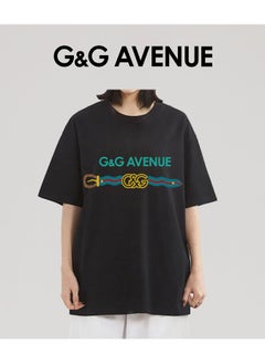 G&G AVENUE Men's Oversized round neck T-shirt, pure cotton thick and high-quality, 1/2 sleeve shirt slim fit new trend black Heavy cotton fabric  - Image 5