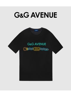 G&G AVENUE Men's Oversized round neck T-shirt, pure cotton thick and high-quality, 1/2 sleeve shirt slim fit new trend black Heavy cotton fabric  - Image 2