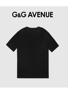 G&G AVENUE Men's Oversized round neck T-shirt, pure cotton thick and high-quality, 1/2 sleeve shirt slim fit new trend black Heavy cotton fabric  - Image 3
