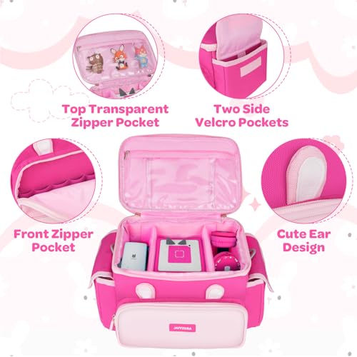 Jaffzora Carrying Case Fits for Toniebox & Little Tikes Story Dream Machine Starter Set, Cute Storage Bag Compatible with Toniebox 2 & 1 Audio Player, Tonies Characters and Accessories, Rose Red(Bag Only) - Image 5
