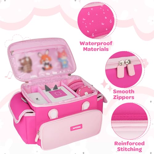 Jaffzora Carrying Case Fits for Toniebox & Little Tikes Story Dream Machine Starter Set, Cute Storage Bag Compatible with Toniebox 2 & 1 Audio Player, Tonies Characters and Accessories, Rose Red(Bag Only) - Image 4