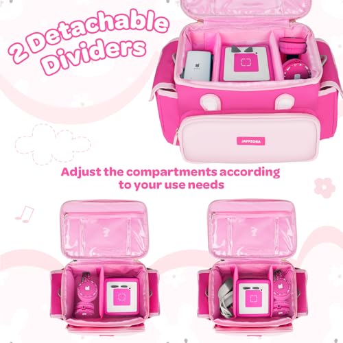 Jaffzora Carrying Case Fits for Toniebox & Little Tikes Story Dream Machine Starter Set, Cute Storage Bag Compatible with Toniebox 2 & 1 Audio Player, Tonies Characters and Accessories, Rose Red(Bag Only) - Image 3