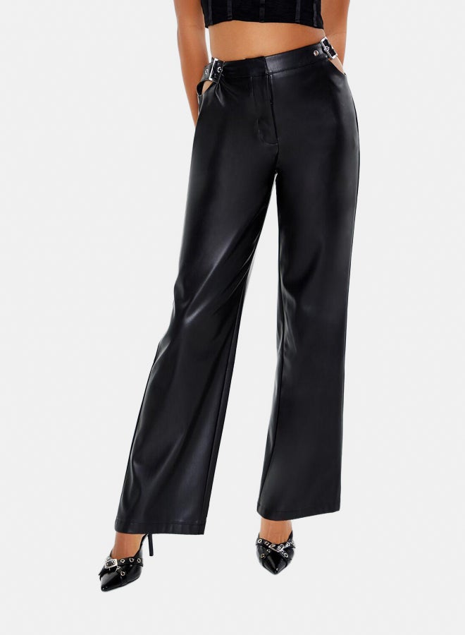 FOREVER 21 Faux Leather Trousers with Belt Detail  - Image 2