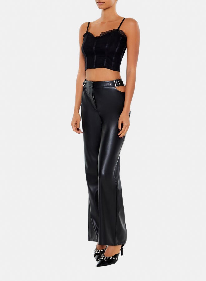 FOREVER 21 Faux Leather Trousers with Belt Detail  - Image 3