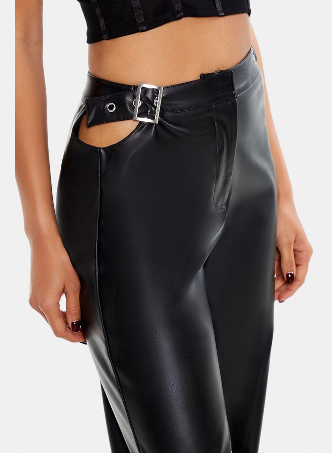 FOREVER 21 Faux Leather Trousers with Belt Detail  - Image 5