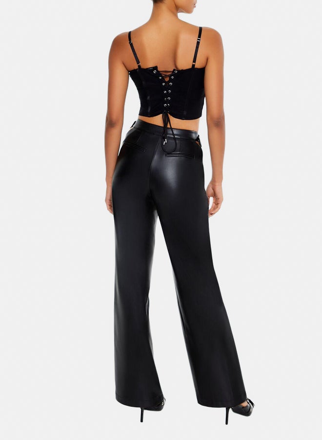 FOREVER 21 Faux Leather Trousers with Belt Detail  - Image 4