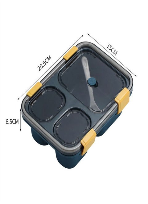 850ML Microwave Oven Plastic Three Compartment Lunch Box Blue