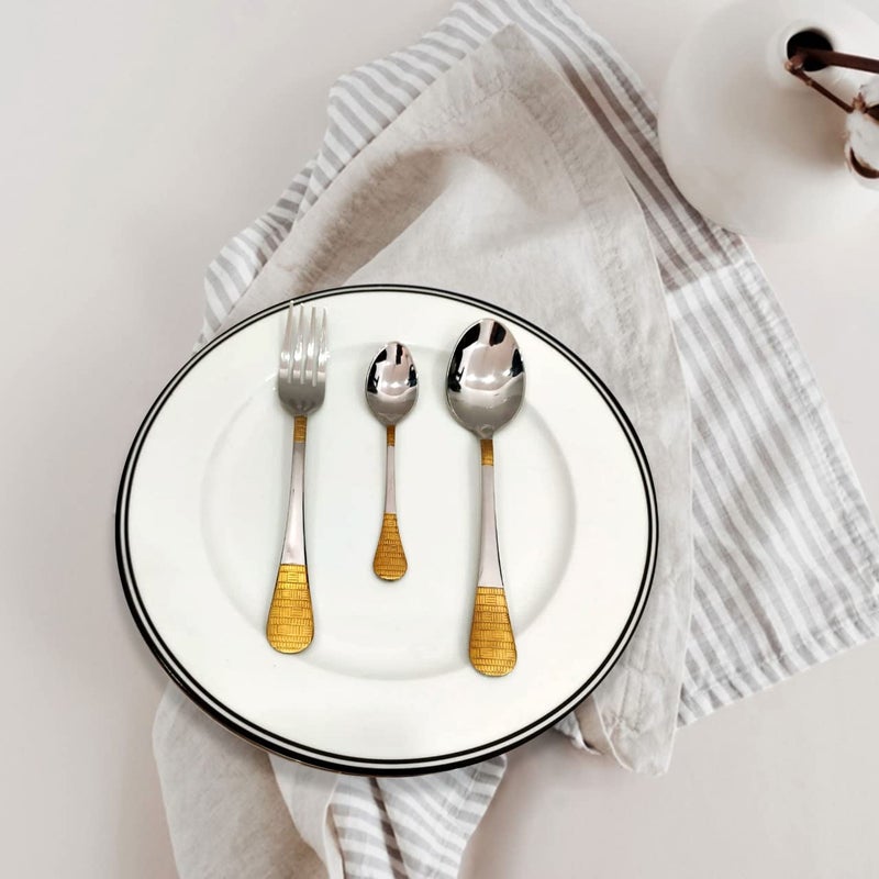 HOMEPRIVILEZ HOMEPRIVILEZ Nora 24 Karat Like Gold Plated Cutlery Set 18Pcs 6 Dinner Spoon 6 Dinner Forks 6 Teaspoon  - Image 2