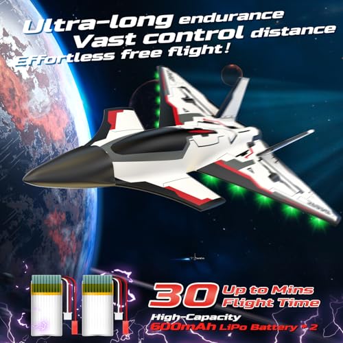 DEERC Future RC Plane 4 Channel Remote Control Jet Hobby Airplane with LED Lights RTF Aerobatic Aircraft Toys,2.4GHz 6-axis Gyro Stabilizer EDF EPP Glider Aircraft Plane for Adults Beginners Advanced - Image 5