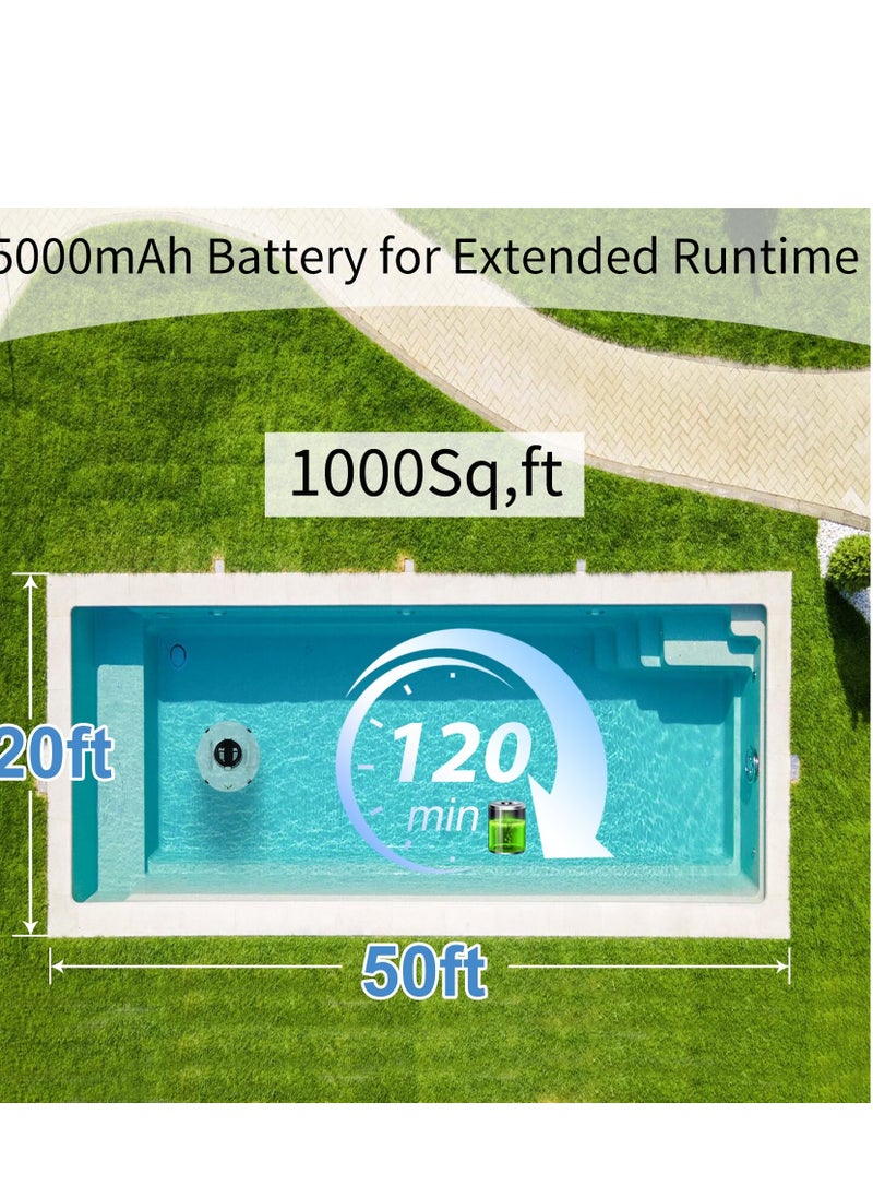 KASTWAVE - Cordless Pool Vacuum Cleaner, Robotic Pool Cleaner, Lasts 120min, Dual-Motor,Smart Navigation and Parking System, LED Indicator, Suitable for Flat Pools Up to 1000 sq, White - Image 1