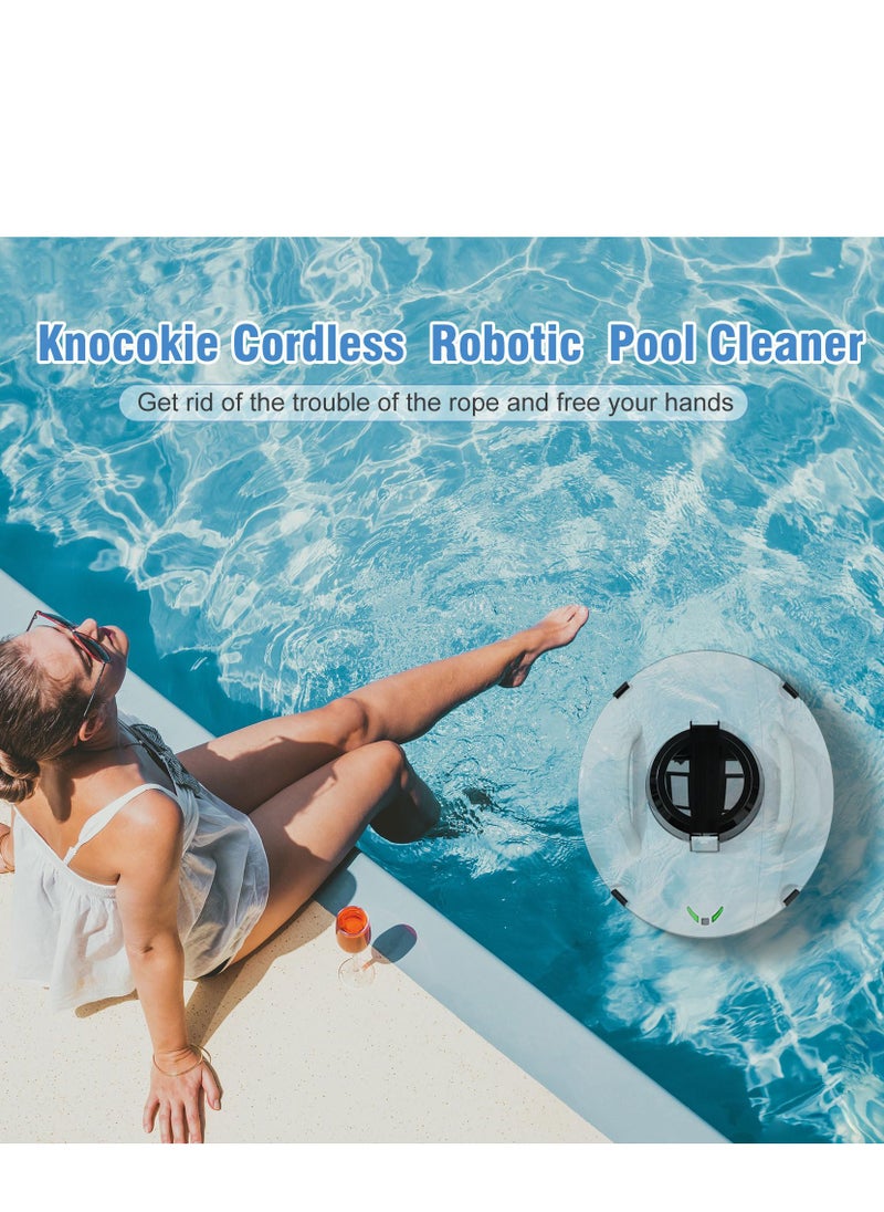 KASTWAVE - Cordless Pool Vacuum Cleaner, Robotic Pool Cleaner, Lasts 120min, Dual-Motor,Smart Navigation and Parking System, LED Indicator, Suitable for Flat Pools Up to 1000 sq, White - Image 1