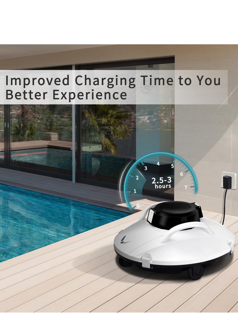 KASTWAVE - Cordless Pool Vacuum Cleaner, Robotic Pool Cleaner, Lasts 120min, Dual-Motor,Smart Navigation and Parking System, LED Indicator, Suitable for Flat Pools Up to 1000 sq, White - Image 1