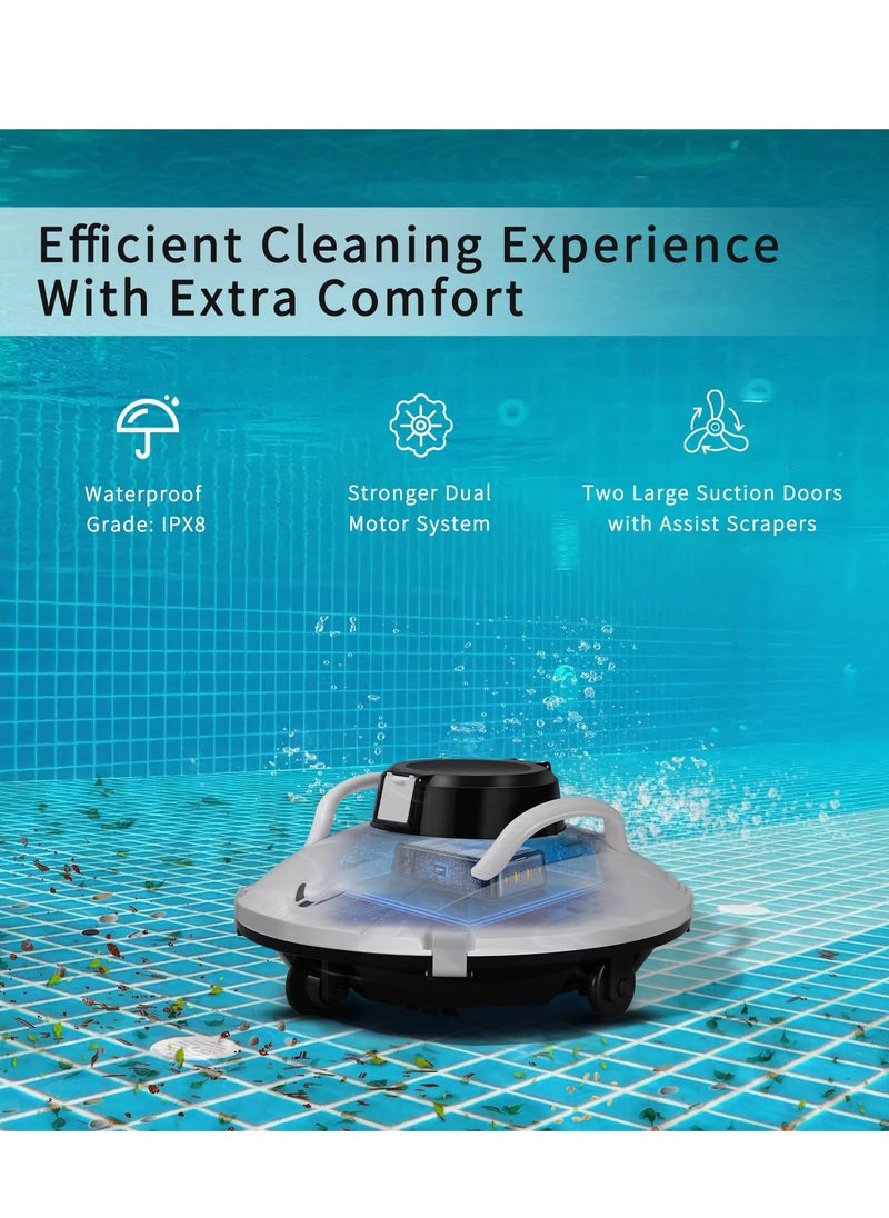 KASTWAVE - Cordless Pool Vacuum Cleaner, Robotic Pool Cleaner, Lasts 120min, Dual-Motor,Smart Navigation and Parking System, LED Indicator, Suitable for Flat Pools Up to 1000 sq, White - Image 1