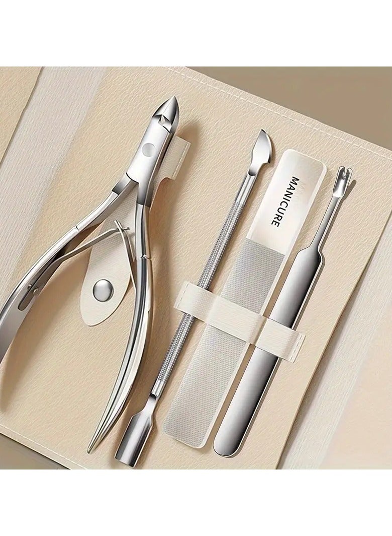 Goolsky 4-Piece Professional Stainless Steel Cuticle Trimmer Set, Perfect Tool For Manicuring, Removing Dead Skin And Removing Nail Polish. - Image 1