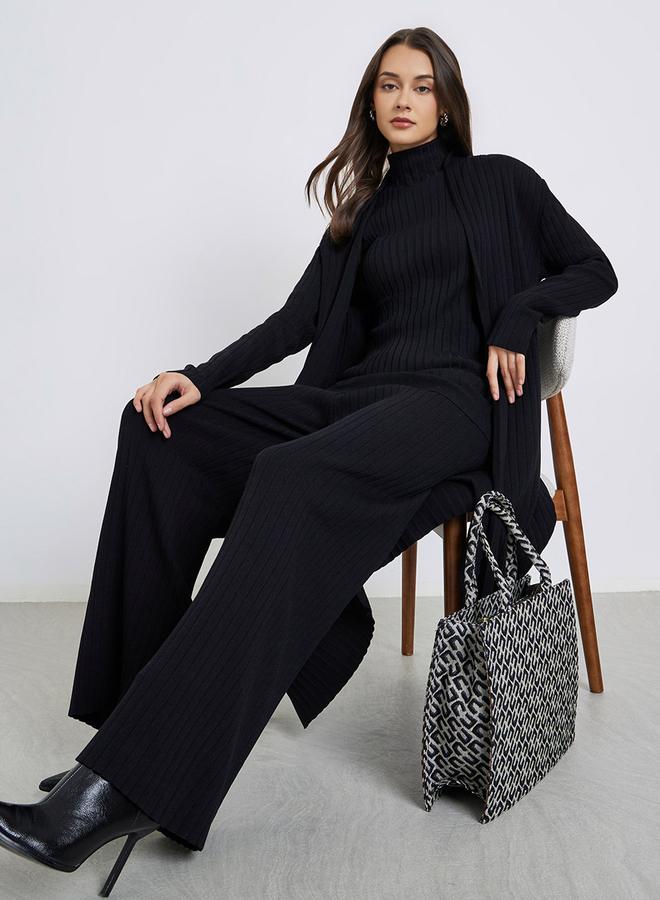 Styli Set of 3 - Ribbed Knit Top, Cardigan and Pants - Image 2