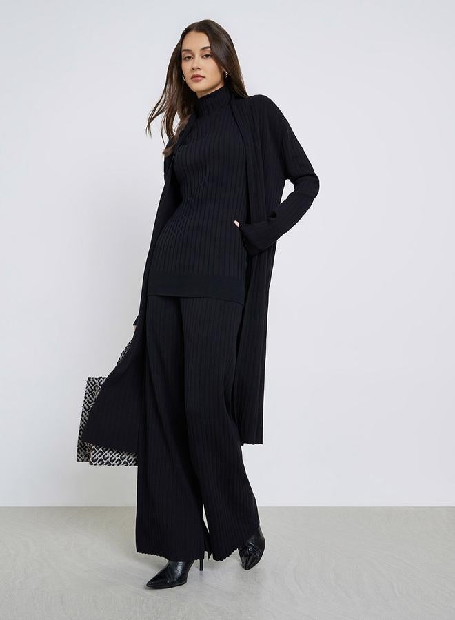 Styli Set of 3 - Ribbed Knit Top, Cardigan and Pants - Image 3