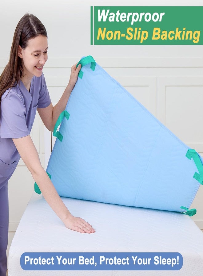 CYMULA Washable Positioning Bed Pad with 8 Reinforced Handles,Leakproof, Reusable Incontinence Absorbent Underpad for Elderly Care, Lifting, Turning, Transferring Patient (Green, 34"x52"-1 Pack) - Image 5