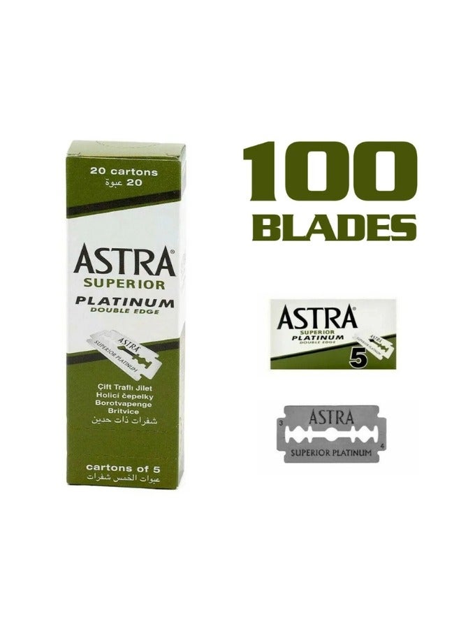 أسترا شفرات حلاقة بلاتينية مزدوجة الحافة مكونة من 100 قطعة باللون الفضي - Image 4