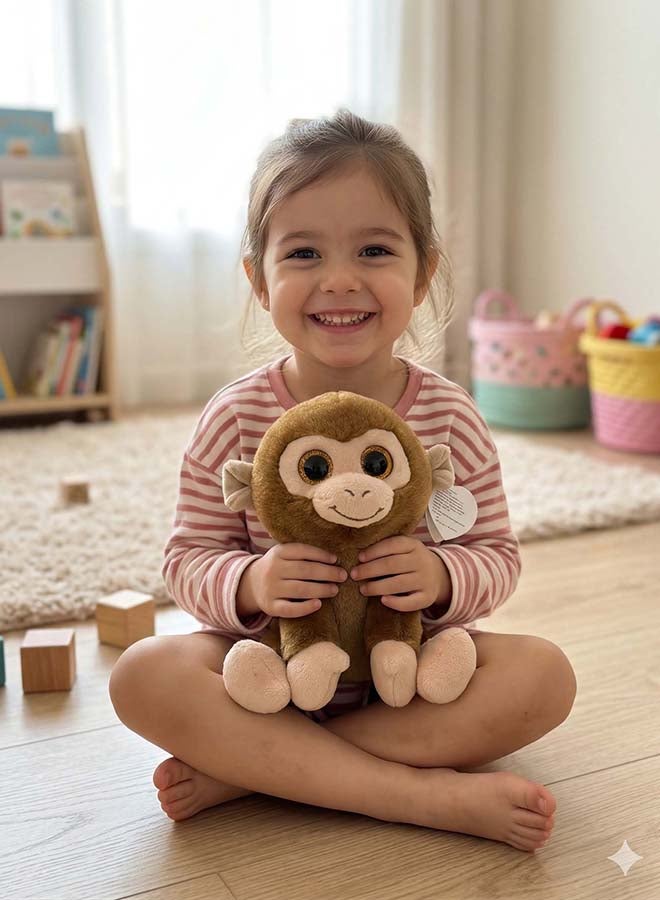 Fluffmals Soft Plush Animal Toy – MR MONKEY15cm 15cm | Cute Mini Stuffed Toy for Kids | Ultra Soft & Huggable Small Plush | Travel Friendly Soft Toy for Babies & Toddlers - Image 3