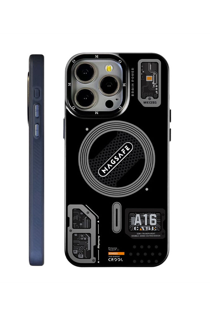 بايكا غطاء حمايه لهاتف ايفون 14 برو جراب مغناطيسي ياتي بحواف مرتفعة حول الشاشة تساعد على منع الخدوش - أسود