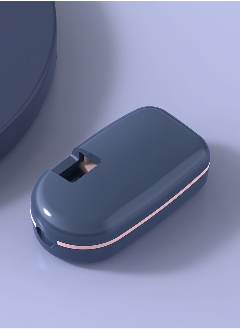 Generic - Pill splitter, portable pill box, pill splitter for small and large pills, pill cutter with storage compartment, portable pill cutter with grinding function, suitable for travel and daily use(Blue) - Image 1