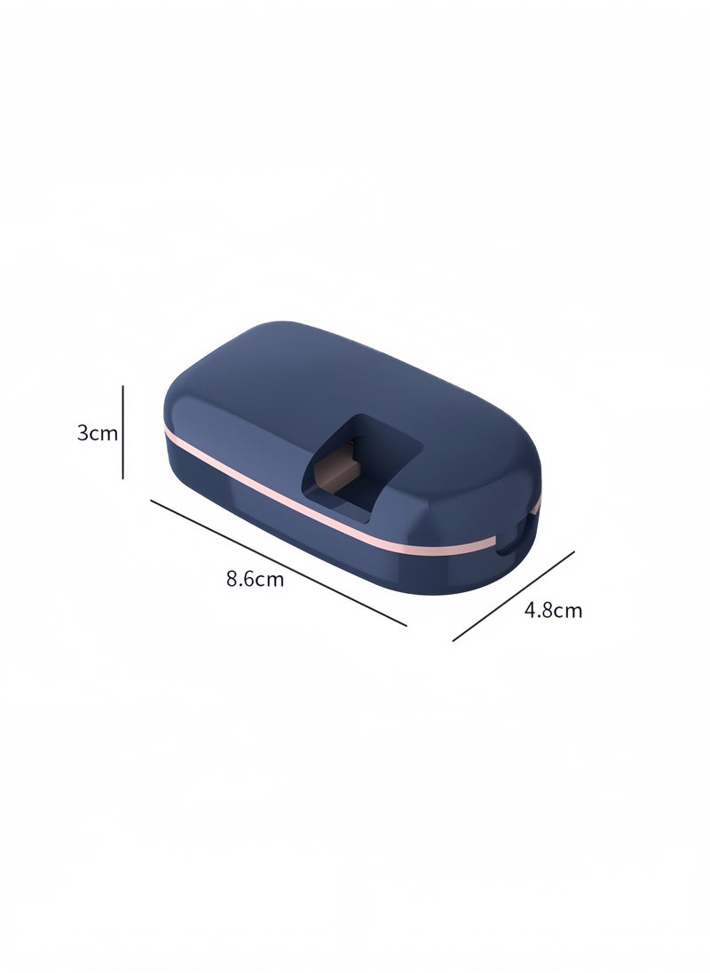 Generic - Pill splitter, portable pill box, pill splitter for small and large pills, pill cutter with storage compartment, portable pill cutter with grinding function, suitable for travel and daily use(Blue) - Image 1