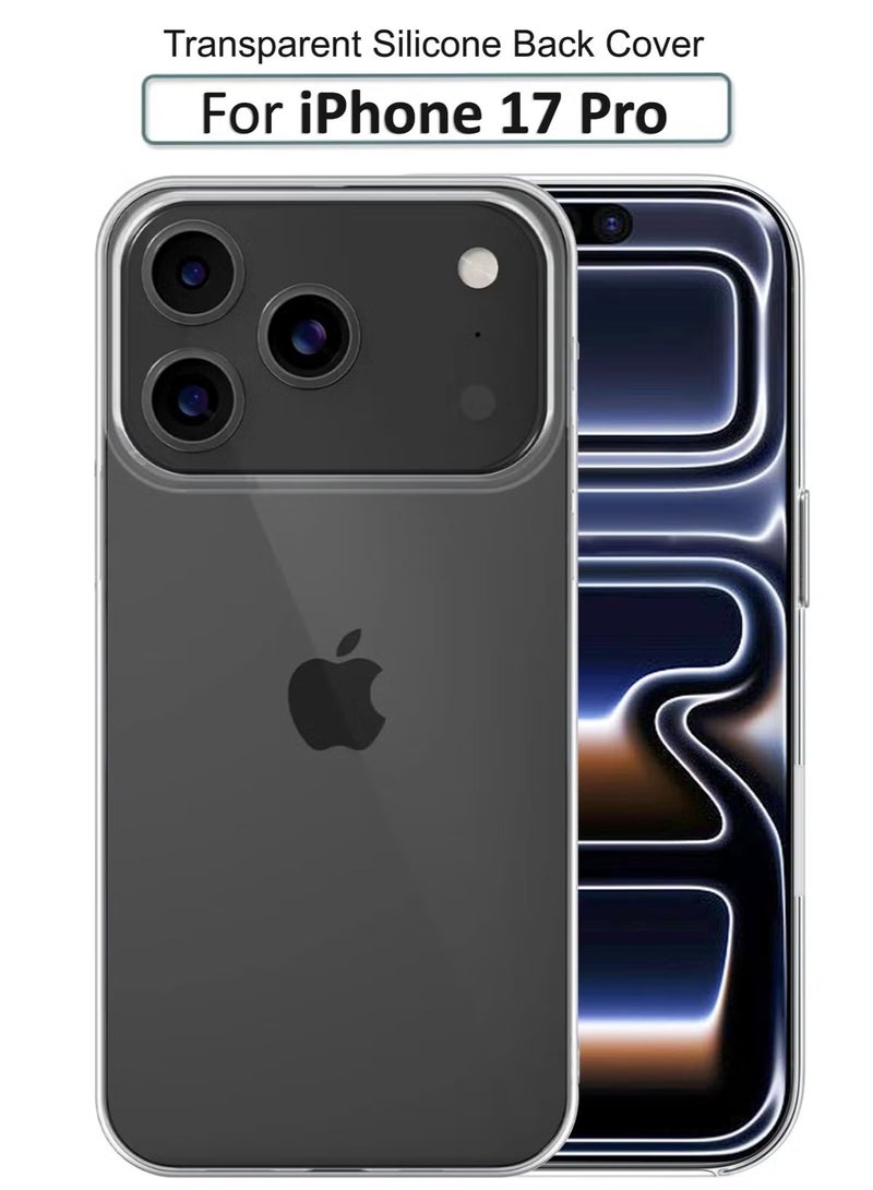 كفر حماية لهاتف ايفون 17 برو - غطاء خلفي مرن مقاوم للصدمات من السيليكون فائق الوضوح مع حافة مرتفعة للحماية من الصدمات - شفاف - Image 1