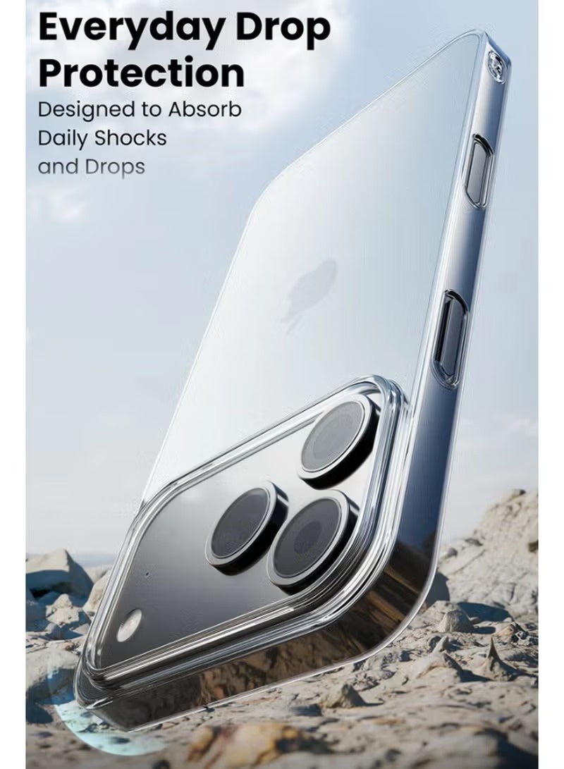 كفر حماية لهاتف ايفون 17 برو - غطاء خلفي مرن مقاوم للصدمات من السيليكون فائق الوضوح مع حافة مرتفعة للحماية من الصدمات - شفاف - Image 4