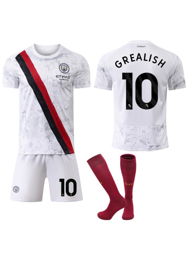 مانشستر سيتي 2025-2026 زي كرة القدم #10 جريليش كرة القدم جيرسي السراويل الجوارب دعوى حجم الأطفال وحجم الكبار ، هدية للجماهير والأصدقاء - Image 1
