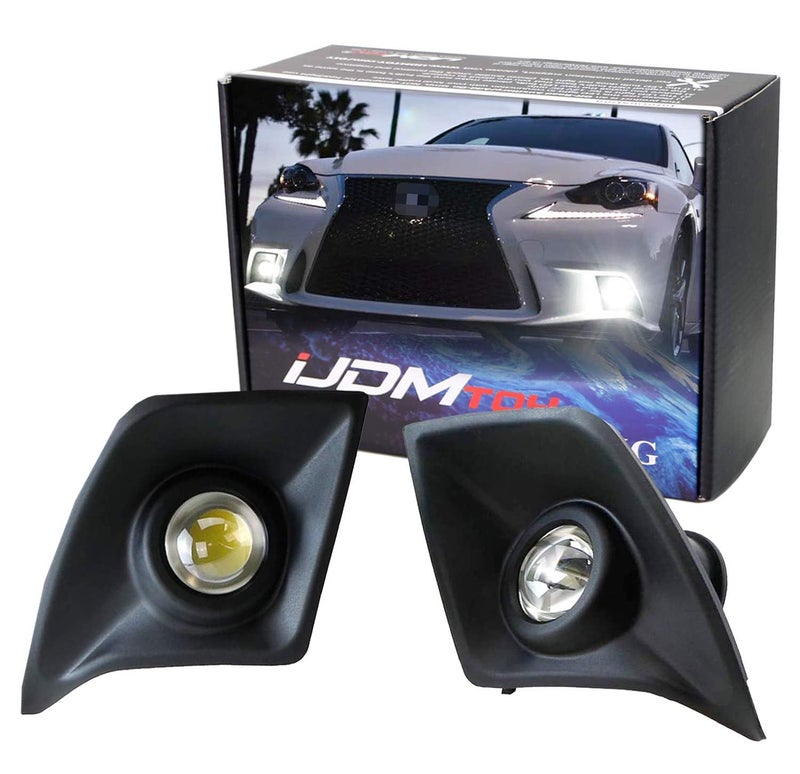 iJDMTOY 70600White 6000K Xenon White High Power LED Projector Lens Fog Light FSport Compatible with 2014 2015 2016 Lexus IS200t IS250 IS300 IS350