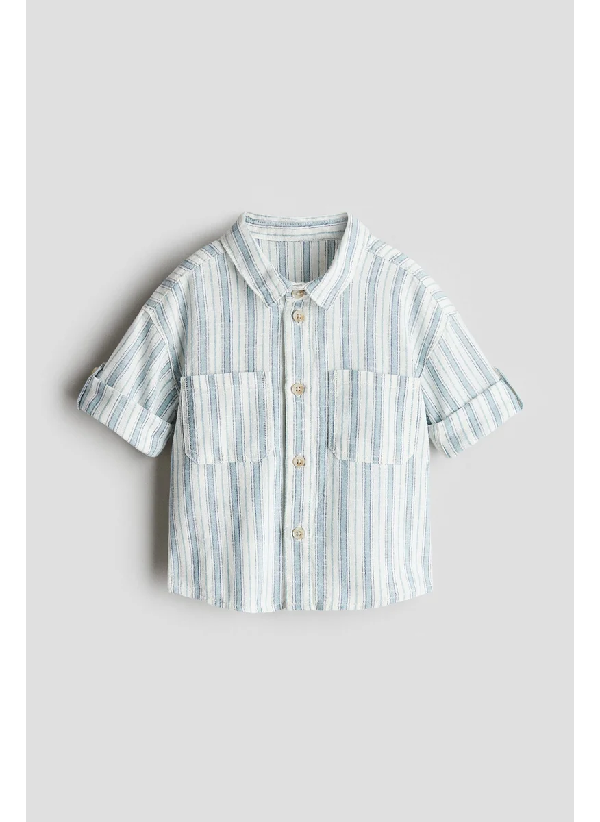 اتش اند ام Linen-Blend Roll-Up Shirt