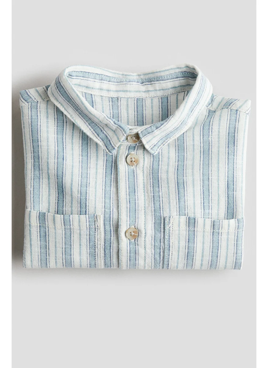 اتش اند ام Linen-Blend Roll-Up Shirt
