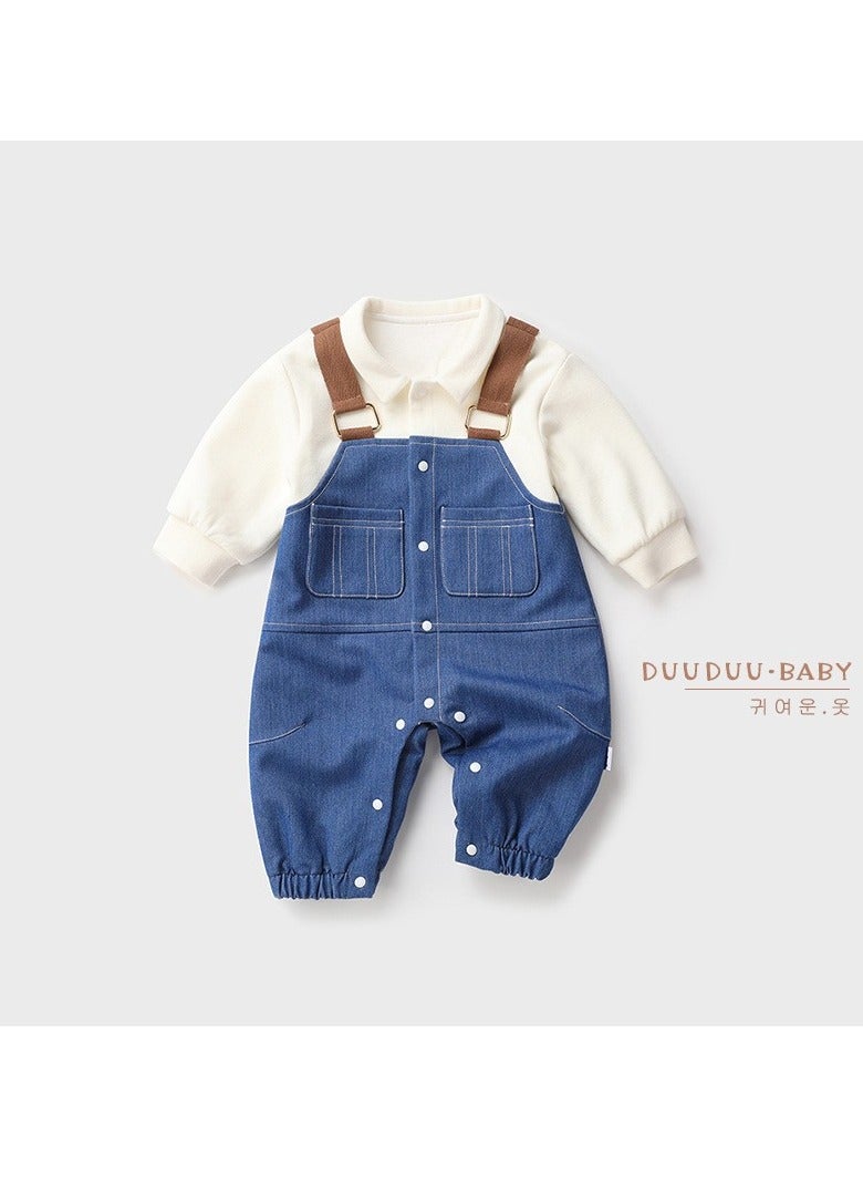 Fake Two-PPiece Children's Clothing, Baby Outing Clothes, Long SSleeves That Cover The Butt  - Image 1