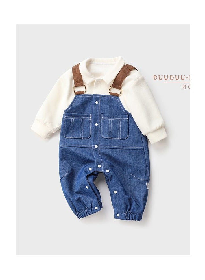 Fake Two-PPiece Children's Clothing, Baby Outing Clothes, Long SSleeves That Cover The Butt  - Image 3