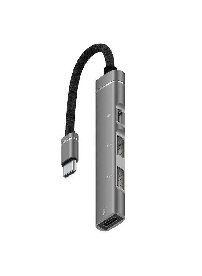 Suitable For  Typec To USB Extender HUB Hub 4 In 1 Splitter Conversion Line PD Charging Extension-Number Of Interfaces:Tc To Dual C+dual Usb Gray - Image 1