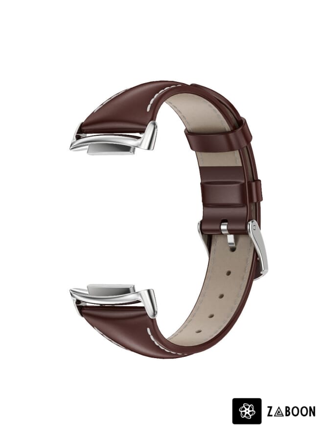 Zaboon حزام ساعة لفيتبيت تشارج 5 ميدجوبس جلد طبيعي رفيع - Image 1