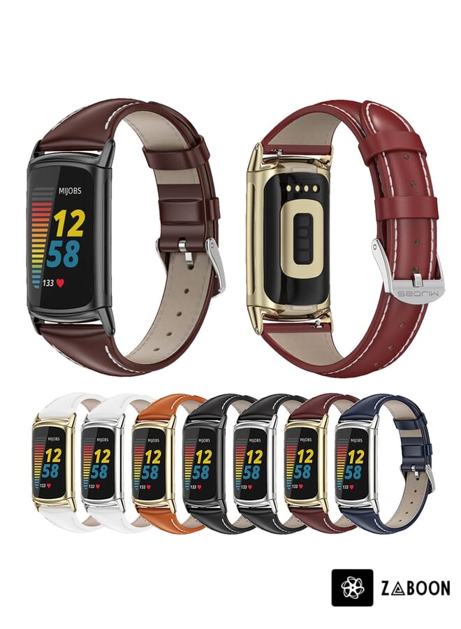 Zaboon حزام ساعة لفيتبيت تشارج 5 ميدجوبس جلد طبيعي رفيع - Image 2